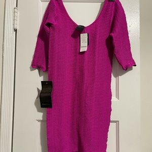 BRAND NEW BEBE BANDAGE TUBE STRETCHY DRESS IN HOT PINK M/L
